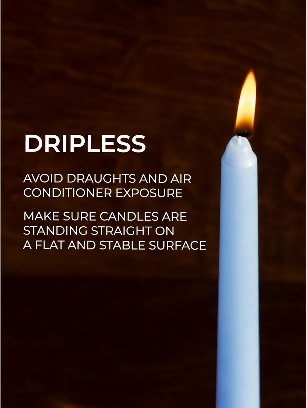 10 Inch Taper Candles - Set of 4 Dripless Unscented Candlesticks - Perfect for Dinner and Household Use - Light Blue