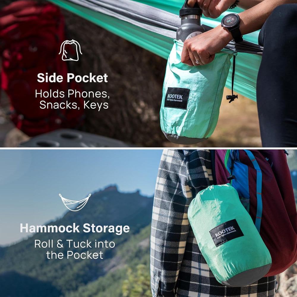 Camping Hammock, Portable Hammocks with Tree Straps & Attached Carry Bag, Camping Essentials Gear, Perfect for outside Indoor Hiking Beach Backpack Travel