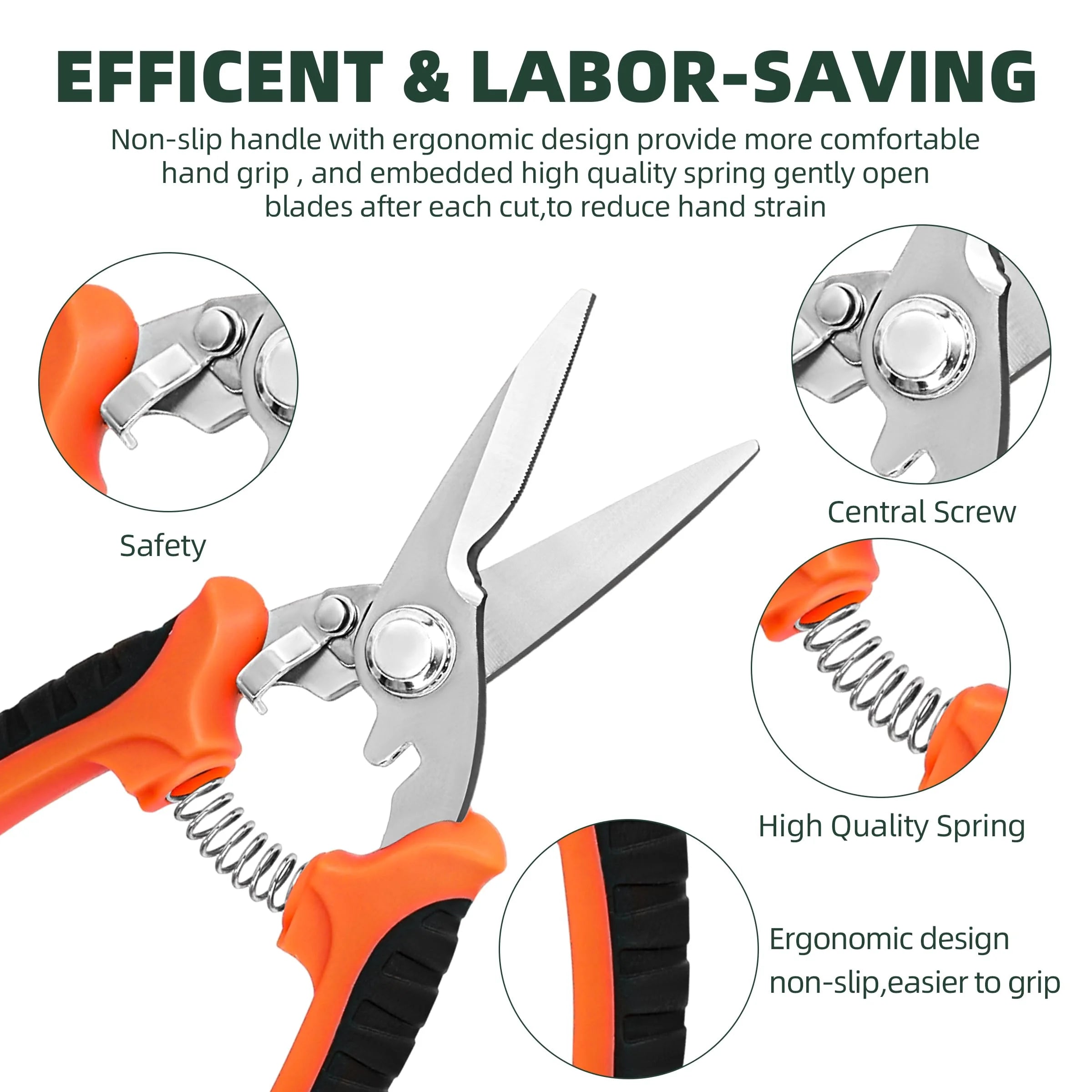 3 Pack Garden Pruning Shears, Stainless Steel Garden Shears, Gardening Shears, Gardening Scissors, Garden Scissors, Garden Clippers, Pruning Snips, Pruning Shears for Gardening Garden Tools