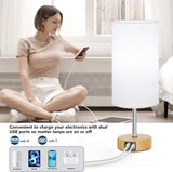 12.8" Touch Control Table Lamp, 3-Way Dimmable Small Bedside Nightstand Lamp with 2 USB Ports, Modern Table Lamp with 5000K Daylight LED Bulb for Living Room (2 Pack)