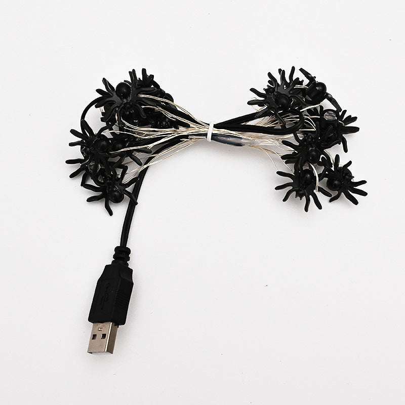 LED Purple Spider Lighting Chain Halloween Decoration Light