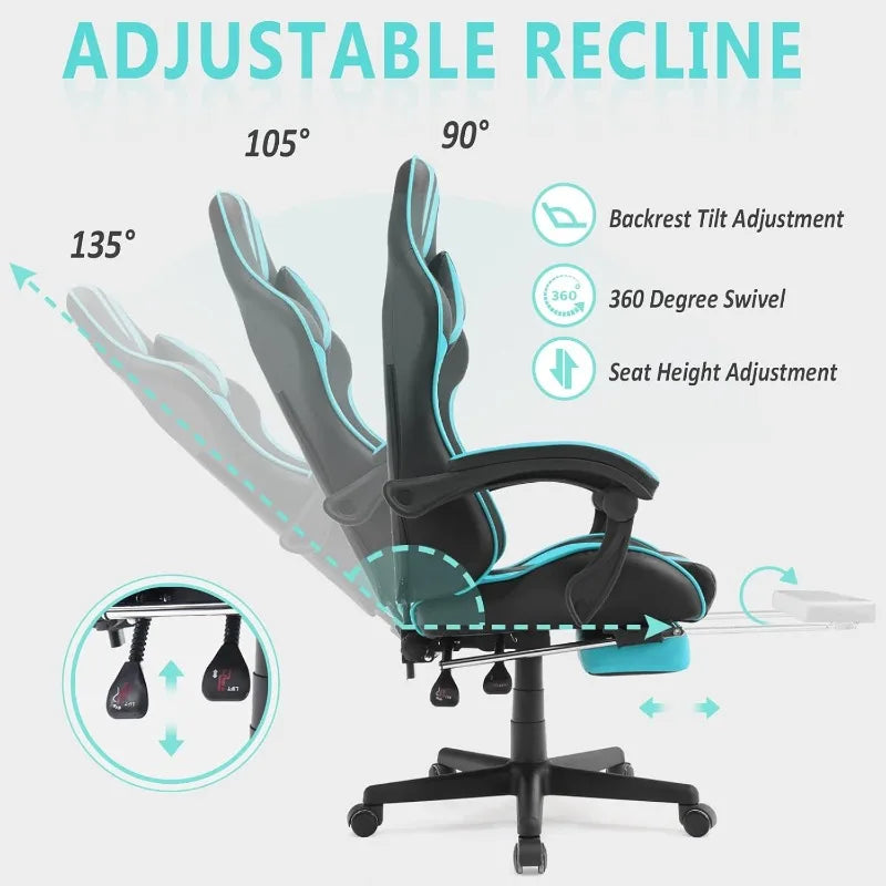 Ferghana Miami Blue Gaming Chair, Gamer Chair, PC Gaming Chair, Ergonomic Gaming Chair, Computer Gaming Chair,Blue