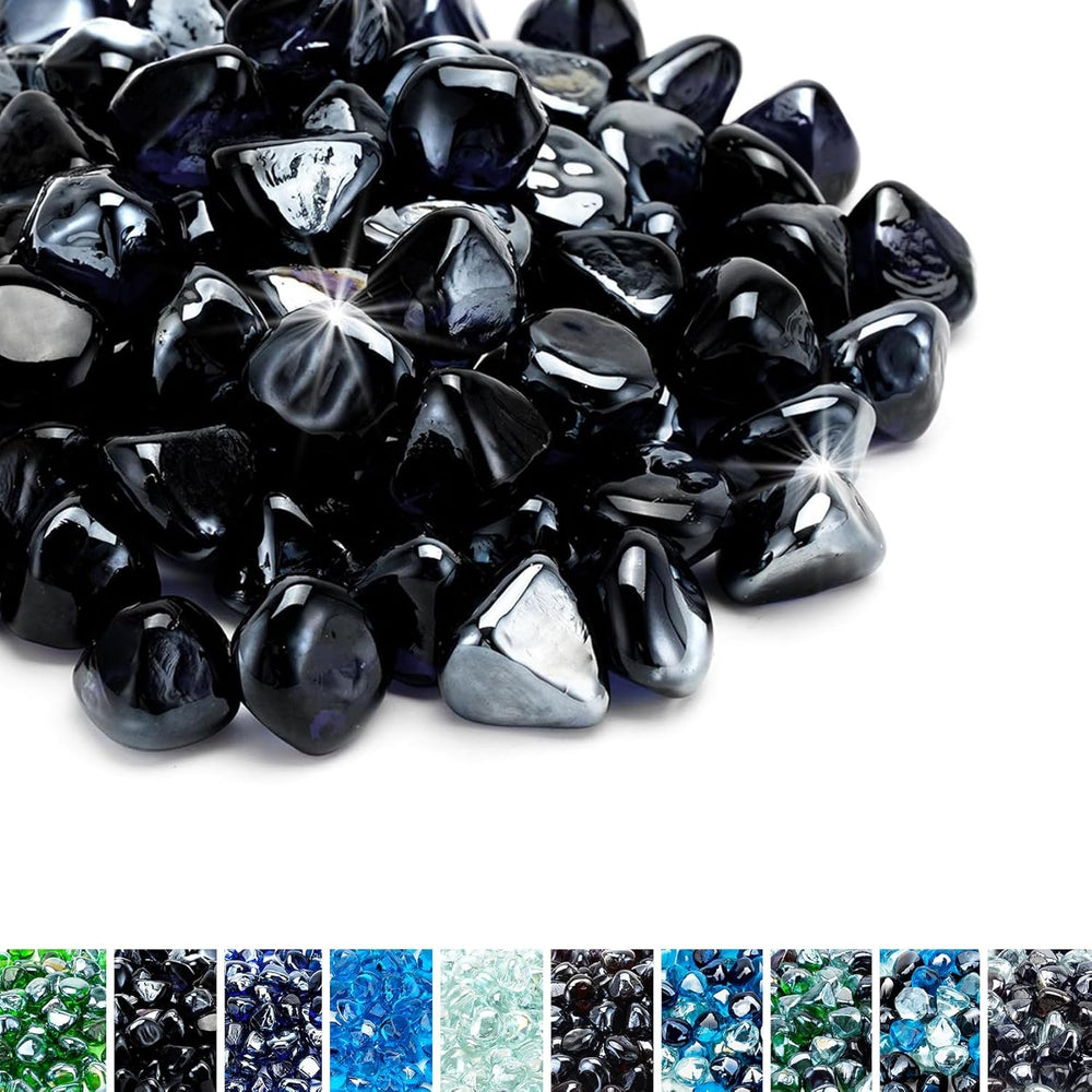 Fire Glass Diamonds for Fire Pit Fireplace Landscaping, 1/2 Inch Reflective Glass Fire-Diamonds, Caribbean Blue