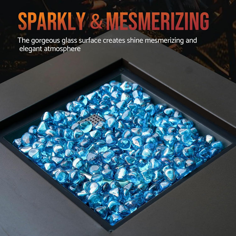 Fire Glass Diamonds for Fire Pit Fireplace Landscaping, 1/2 Inch Reflective Glass Fire-Diamonds, Caribbean Blue
