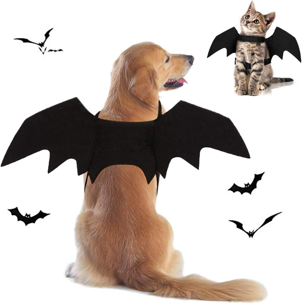 Halloween Dog Costume Pet Bat Wings for Adjustable Funny Cat Bat Wings Party Outfit Cosplay Apparel for Small Medium Large Dogs Doggy (S)