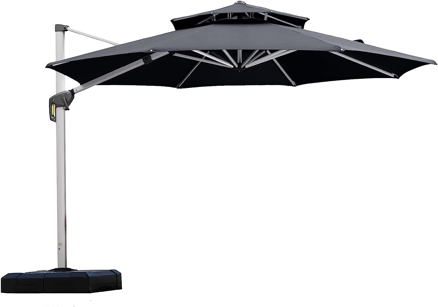 12 Feet Double Top round Deluxe Patio Umbrella Offset Hanging Umbrella Outdoor Market Umbrella Garden Umbrella, Black