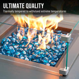 Fire Glass Diamonds for Fire Pit Fireplace Landscaping, 1/2 Inch Reflective Glass Fire-Diamonds, Caribbean Blue