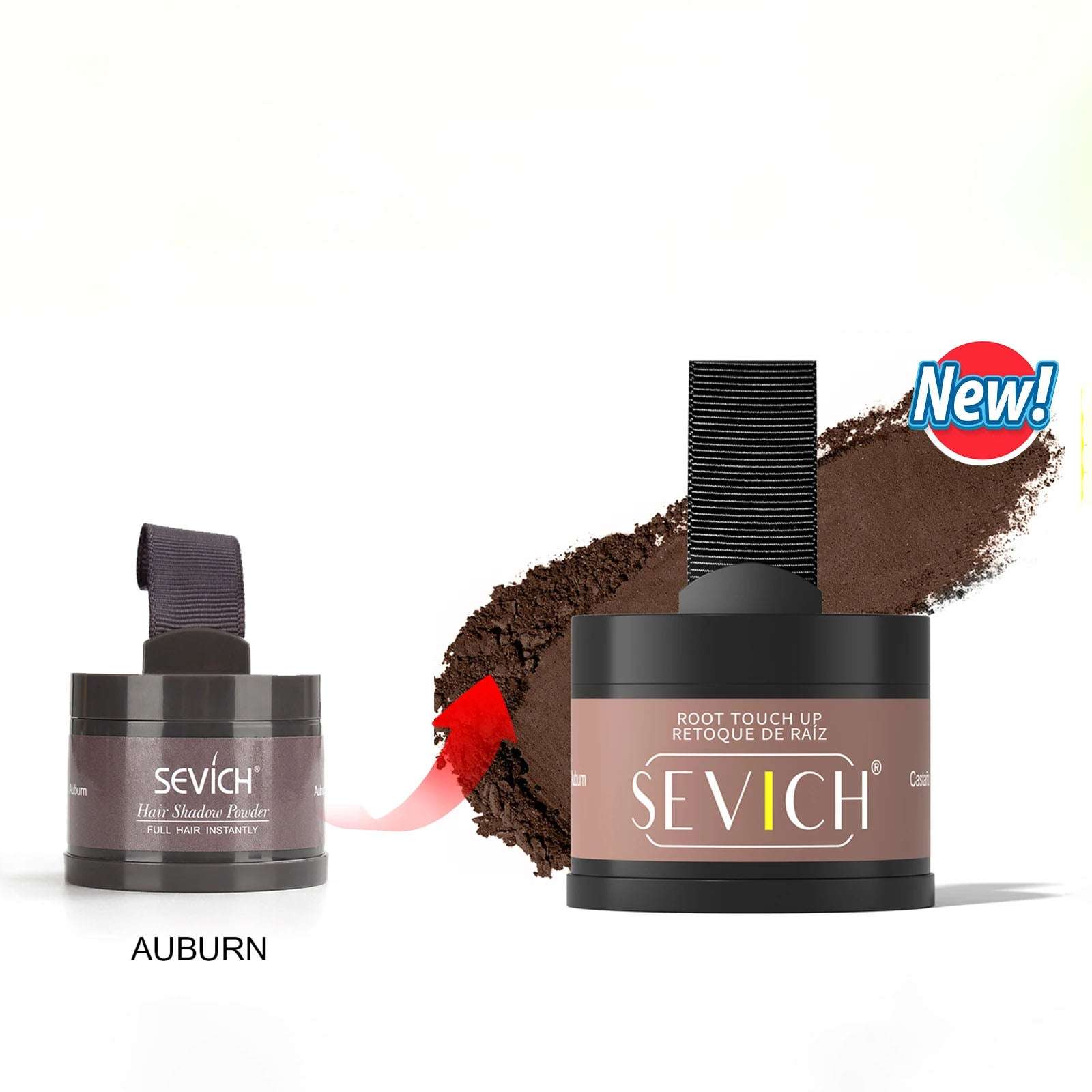 New Auburn shade of Hairline Powder - Instant Coverage | 14-Hour Wear with improved packaging for precise root touch-up and long-lasting wear.