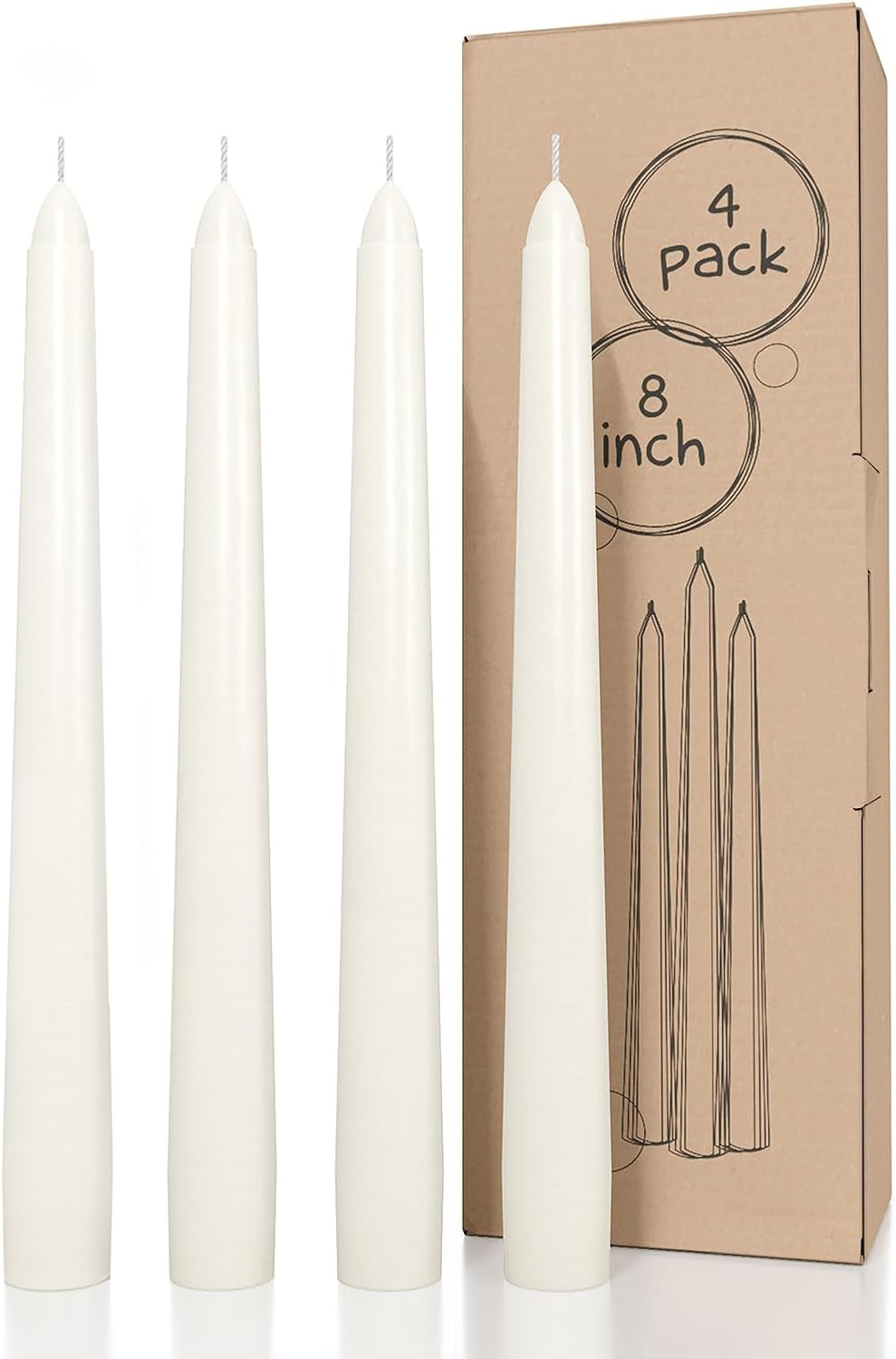 10 Inch Taper Candles - Set of 4 Dripless Unscented Candlesticks - Perfect for Dinner and Household Use - Light Blue