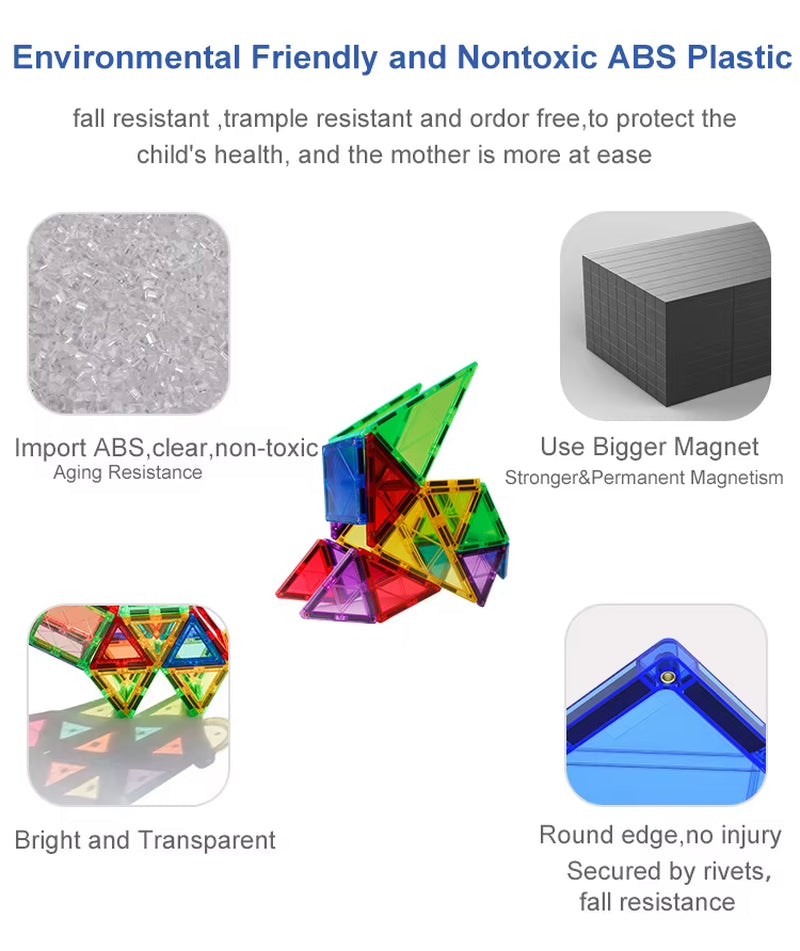 Magnetic Building Blocks Children DIY Games Montessori Educational Toys Construction Sets Magnet Tiles for Kids Gift