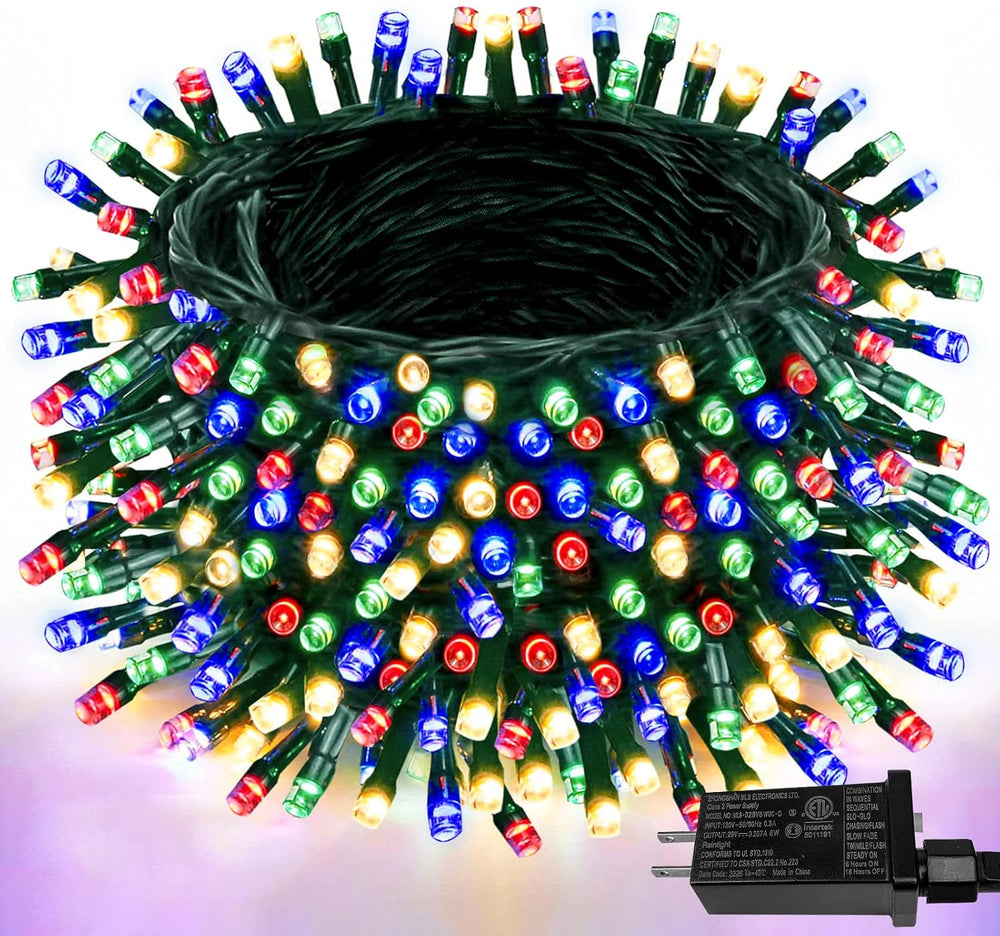 Upgraded 75.8 FT 200 LED Christmas String Lights Outdoor/Indoor, Timer & Memory Function & 8 Modes, Extendable Green Wire Waterproof Fairy String Lights for Xmas Tree Holiday Party Garden (Warm White)