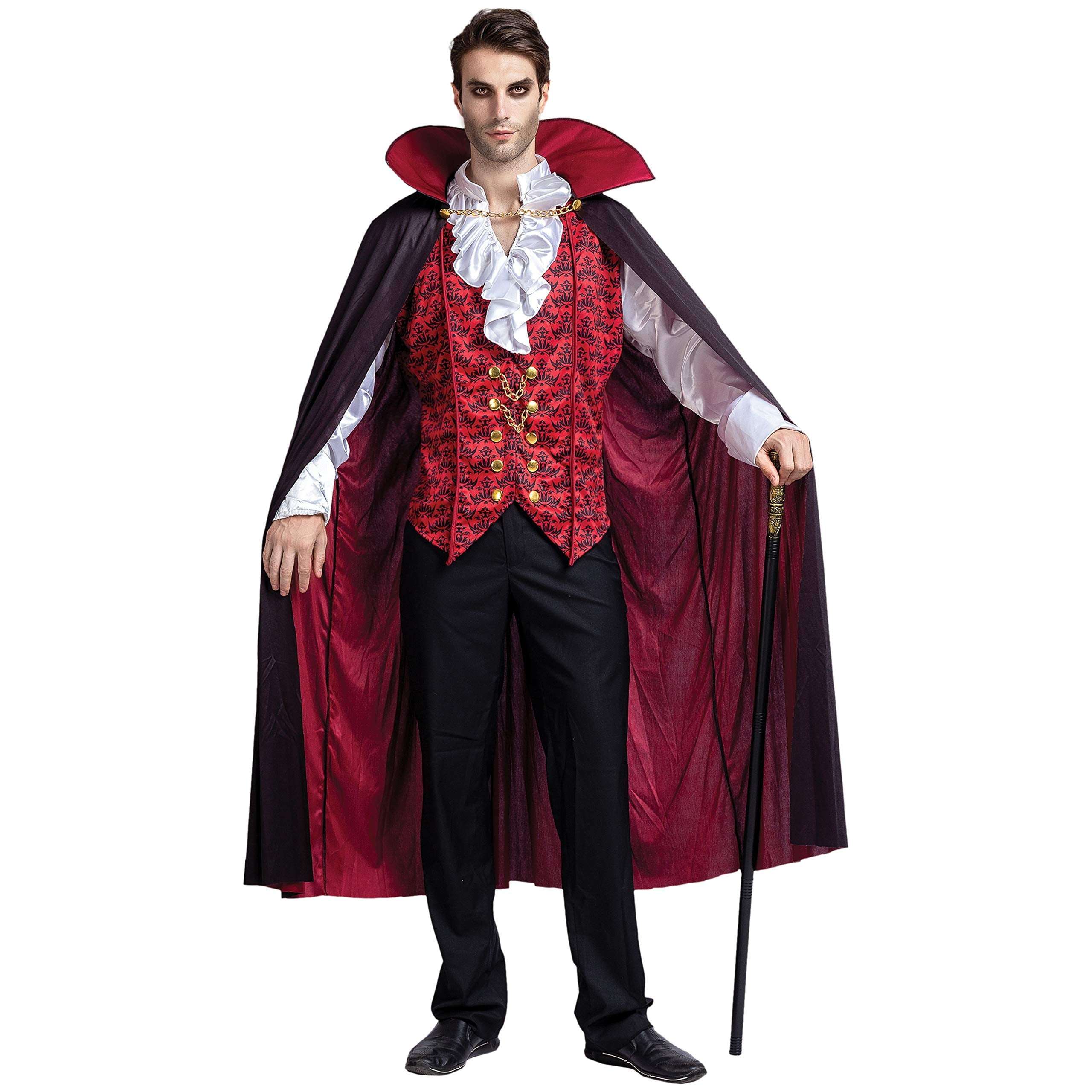 Halloween Vampire Costume Set for Adult Halloween Men'S Vampire Cape, Medieval Costume Party Fancy Dress-Up