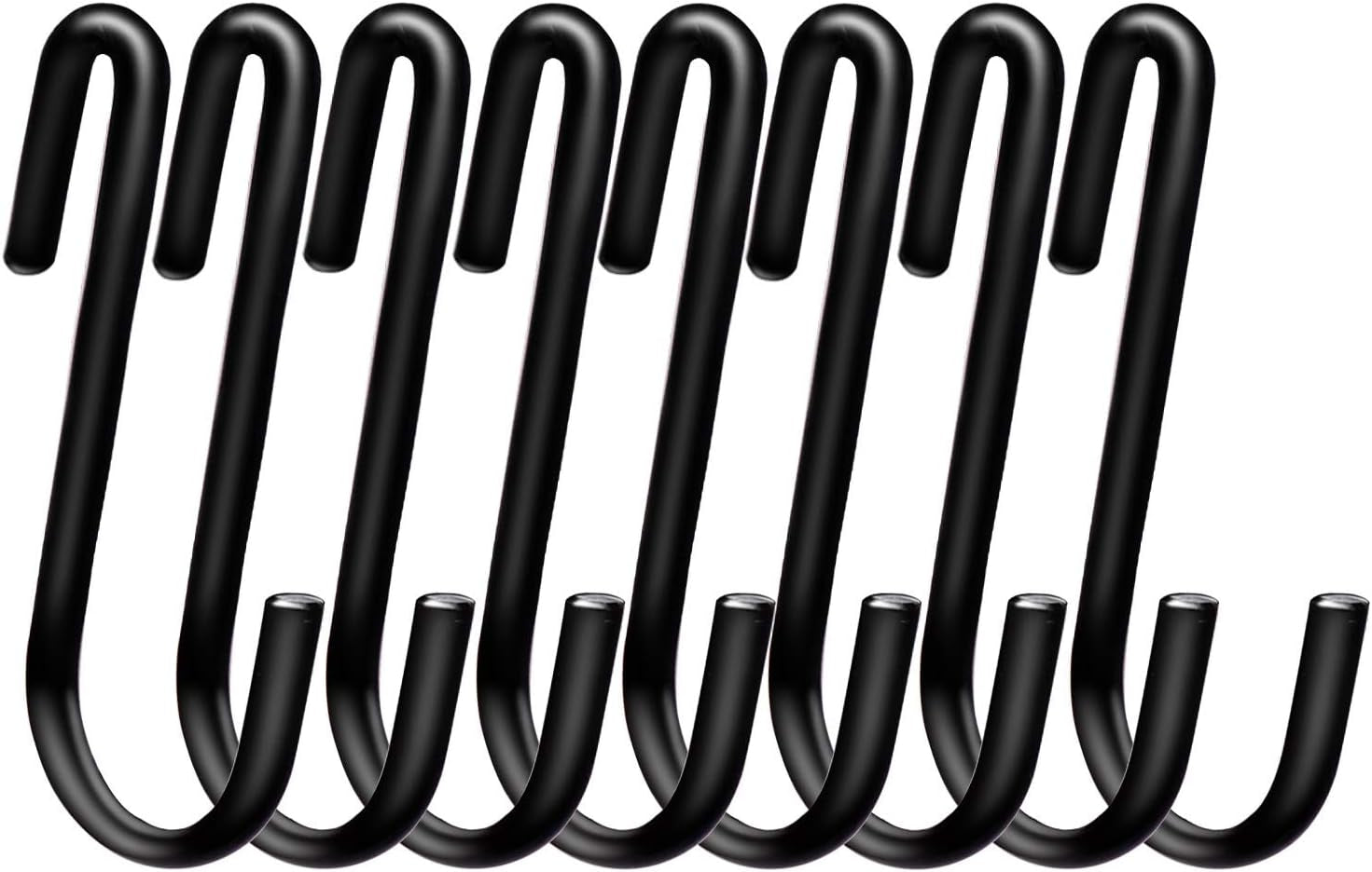 30 Pack 2.4 Inches S Hooks for Hanging on Wire Shelves, Black S Shaped Hanging Hooks Hangers Pan Holder Pot Wire Rack Hooks for Kitchenware Spoons Pans Pots Utensils Jeans Bags Towels Plants,