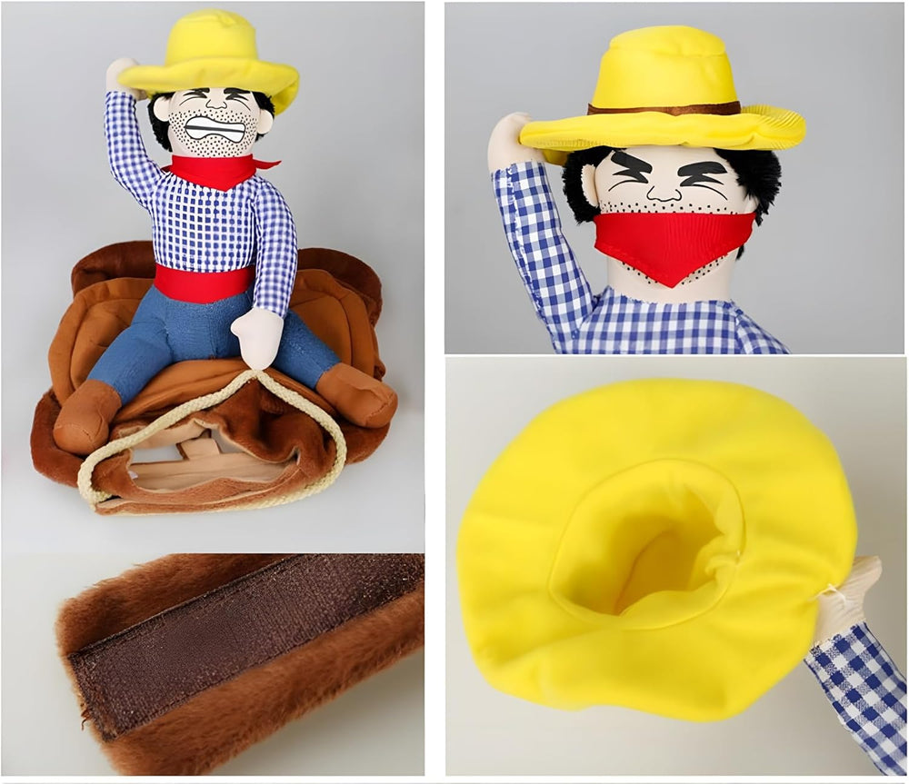 Dog Halloween Costume Funny Dog Cowboy Riding Costume Pet Costume Cat Suit Cowboy Rider Style for Small Medium Large Dogs (Cowboy, Small)
