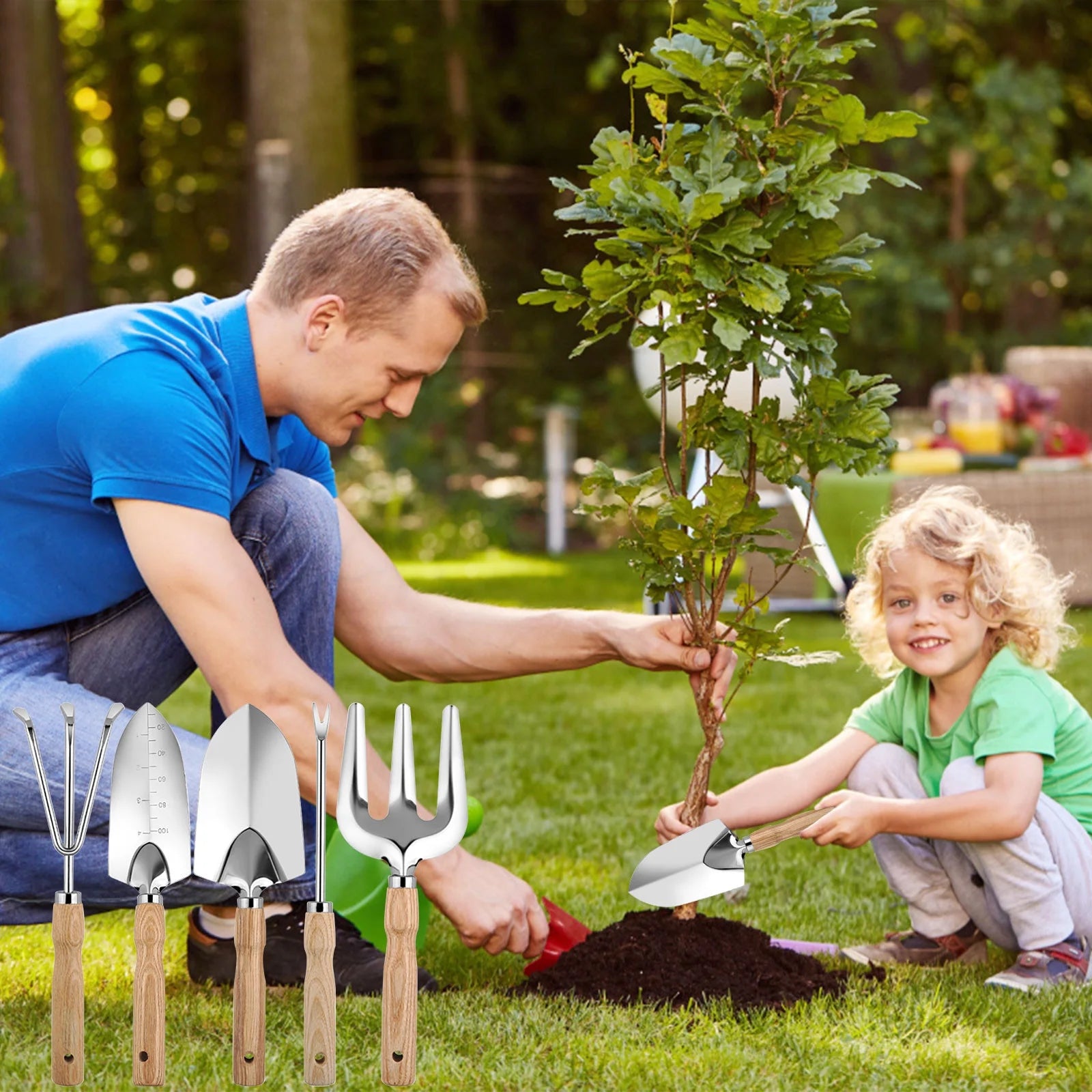 Home Gadgets Wooden Handle Stainless Steel Garden Planting Tools for Growing Vegetables Growing Flowers and Pulling Weeds Household Shovel Rake Tools on Sale and Clearance