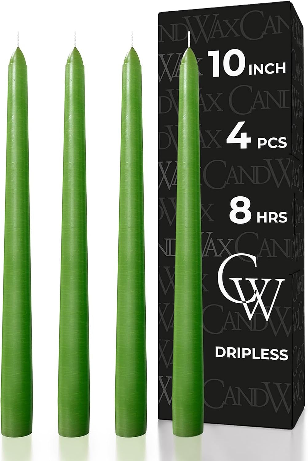 10 Inch Taper Candles - Set of 4 Dripless Unscented Candlesticks - Perfect for Dinner and Household Use - Light Blue