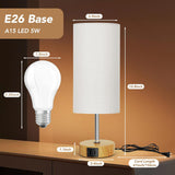 12.8" Touch Control Table Lamp, 3-Way Dimmable Small Bedside Nightstand Lamp with 2 USB Ports, Modern Table Lamp with 5000K Daylight LED Bulb for Living Room (2 Pack)