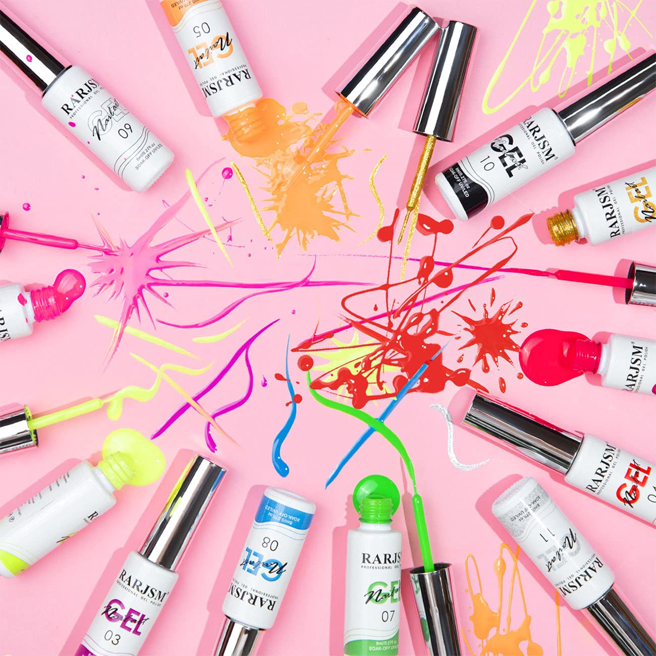 Painted Gel Nail Polish Set, Line Art Gel 12 Colors Neon Pink Yellow Green Glitter Silver Gold Nail Art Painting Manicure Tools DIY Drawing Nailgel for Line U V L E D Required