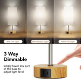 12.8" Touch Control Table Lamp, 3-Way Dimmable Small Bedside Nightstand Lamp with 2 USB Ports, Modern Table Lamp with 5000K Daylight LED Bulb for Living Room (2 Pack)