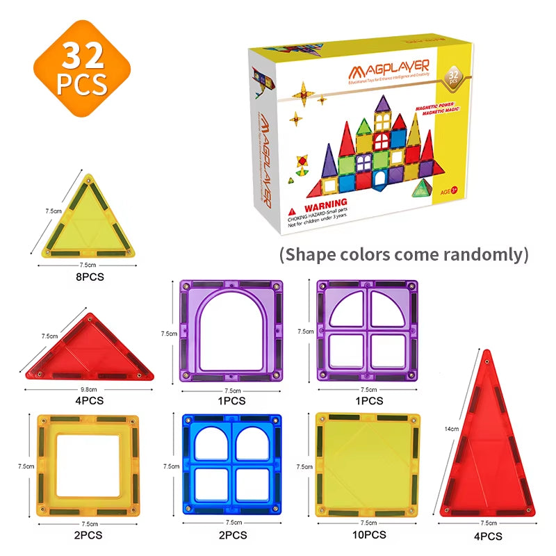 Magnetic Building Blocks Construction Strong Magnet Tiles Children Montessori Educational Toys for Kids Christmas Gift