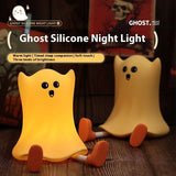 Pair of Silicone Ghost Lamps with soft glow and adjustable brightness, perfect for Halloween parties or cozy nighttime ambiance.