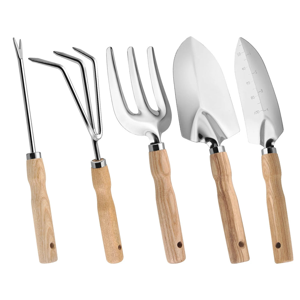 Home Gadgets Wooden Handle Stainless Steel Garden Planting Tools for Growing Vegetables Growing Flowers and Pulling Weeds Household Shovel Rake Tools on Sale and Clearance