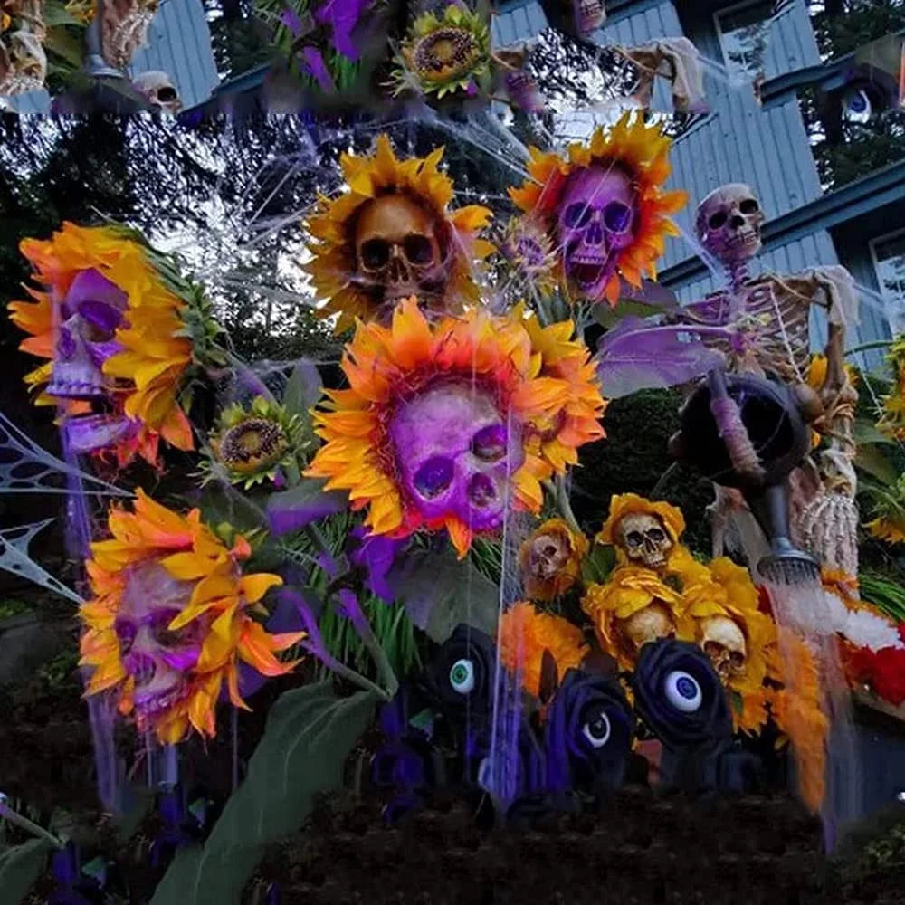 Gothic Sunflower Hallowen PVC Skull Fun Decoration