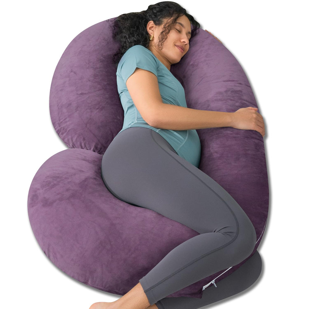 Pregnancy Pillow for Sleeping, Maternity Pillow with Jersey Cotton Cover,C Shaped Body Pillow for Pregnant Women(Grey Jersey)