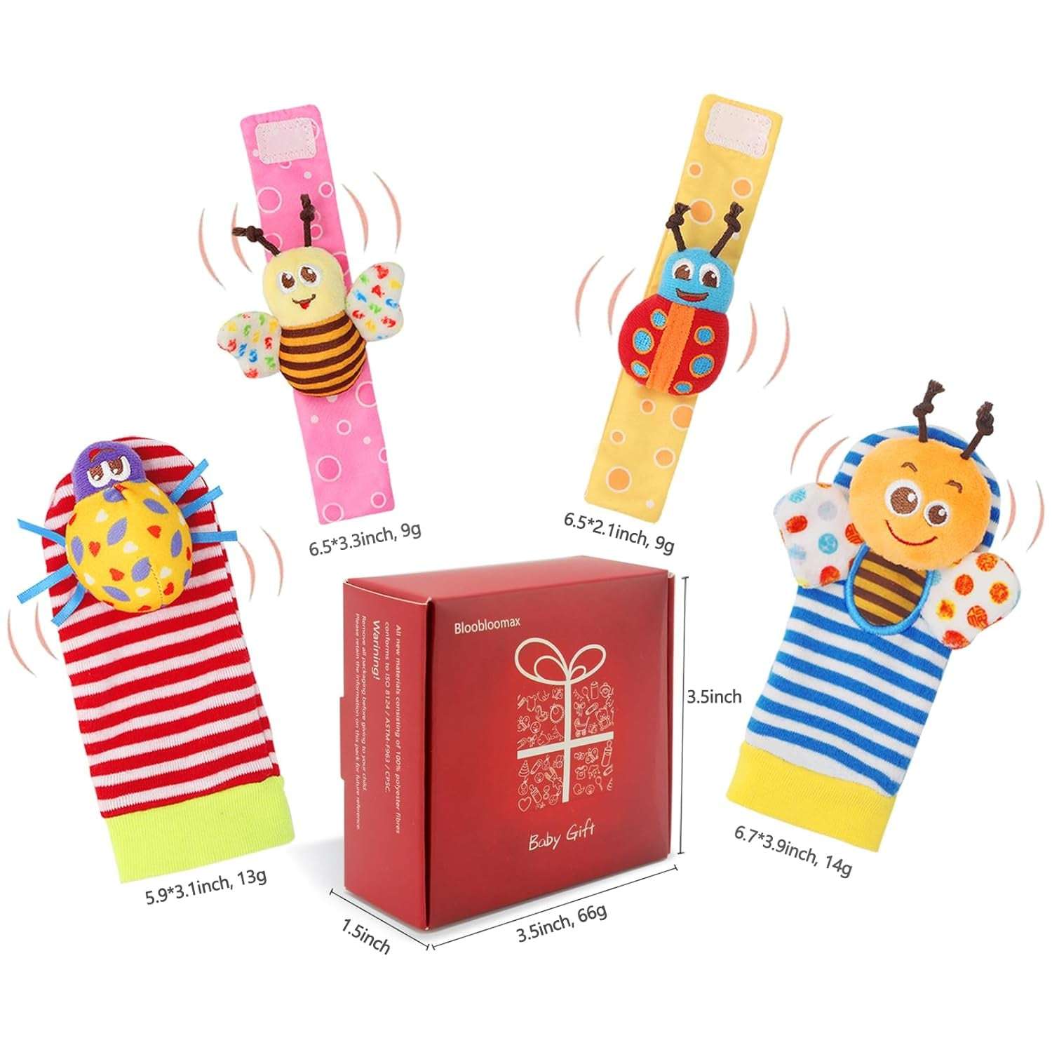 Baby Rattles Toys for 0-12 Month, Infant Girl Boy Toys for Babies 3-6 Months, Newborn Hand & Foot Toys for 0 to 9 Months, Baby Shower Gifts Set with Wrist Rattle Socks