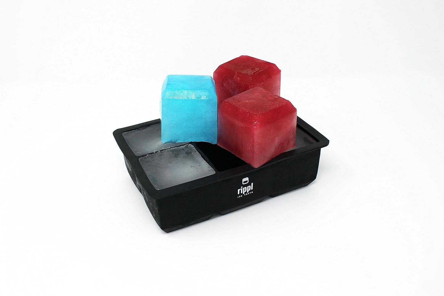 Ice Cube Tray - Silicone Ice Cube Tray - Ice Cube Tray with Large 6 Cavity Silicone Mold - Will Make Big Ice Cubes for Whiskey - Set of (2) in Black