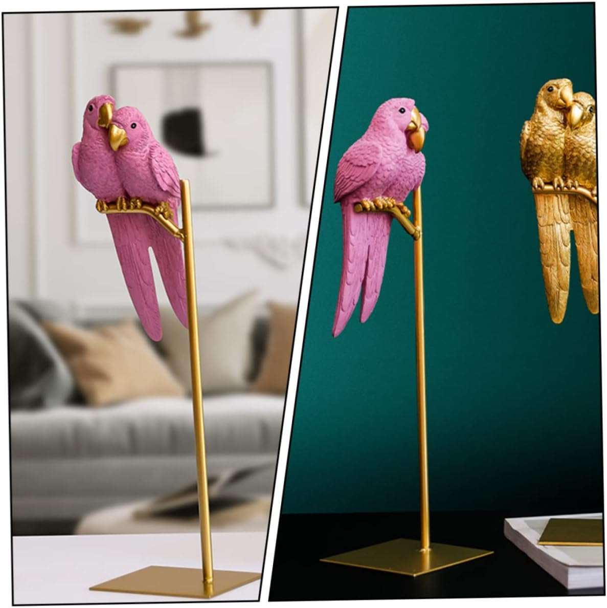 Couple Parrot Ornament Fashionable Desktop Decoration Nordic Style Parrot Figurine for Home Office Living Room and Cafe Decor