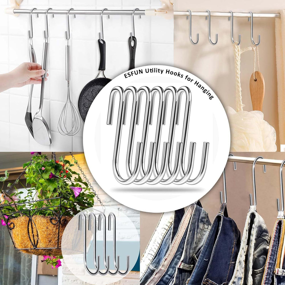 30 Pack Heavy Duty S Hooks Pan Pot Holder Rack Hooks Hanging Hangers S Shaped Hooks for Kitchenware Pots Utensils Clothes Bags Towels Plants