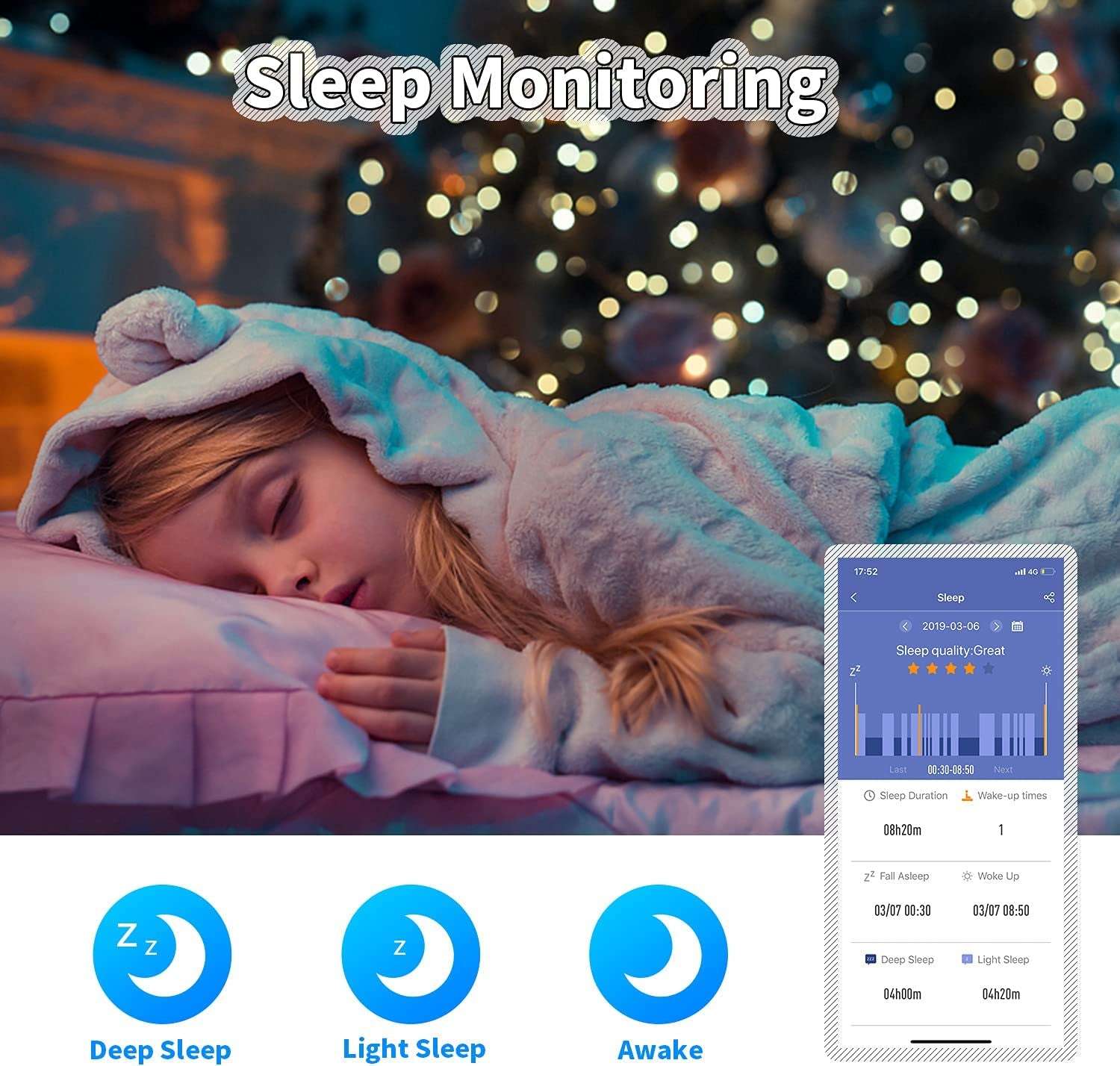 Kids Watch Fitness Tracker, Fitness Watches for Kids, Activity Tracker with Pedometers, Stopwatch, IP68 Waterproof, 11 Sport Modes Smart Watch for Kids Age 6-16 Years Old