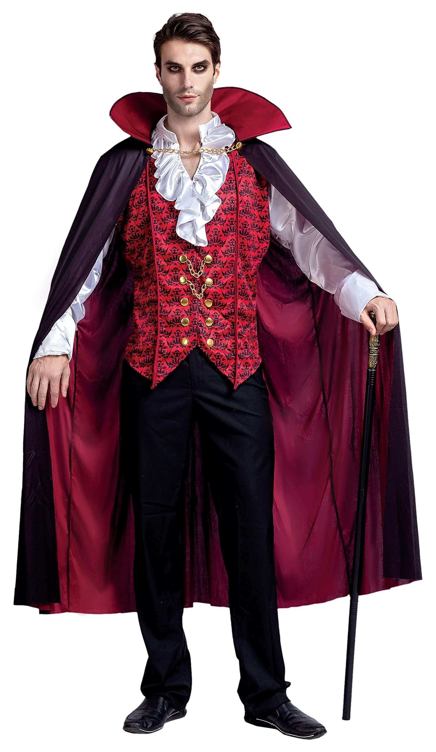 Halloween Vampire Costume Set for Adult Halloween Men'S Vampire Cape, Medieval Costume Party Fancy Dress-Up