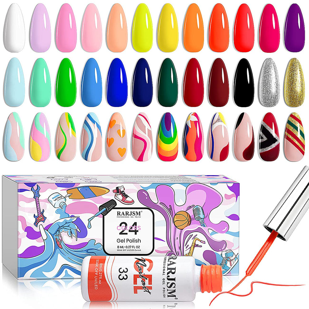 Painted Gel Nail Polish Set, Line Art Gel 12 Colors Neon Pink Yellow Green Glitter Silver Gold Nail Art Painting Manicure Tools DIY Drawing Nailgel for Line U V L E D Required