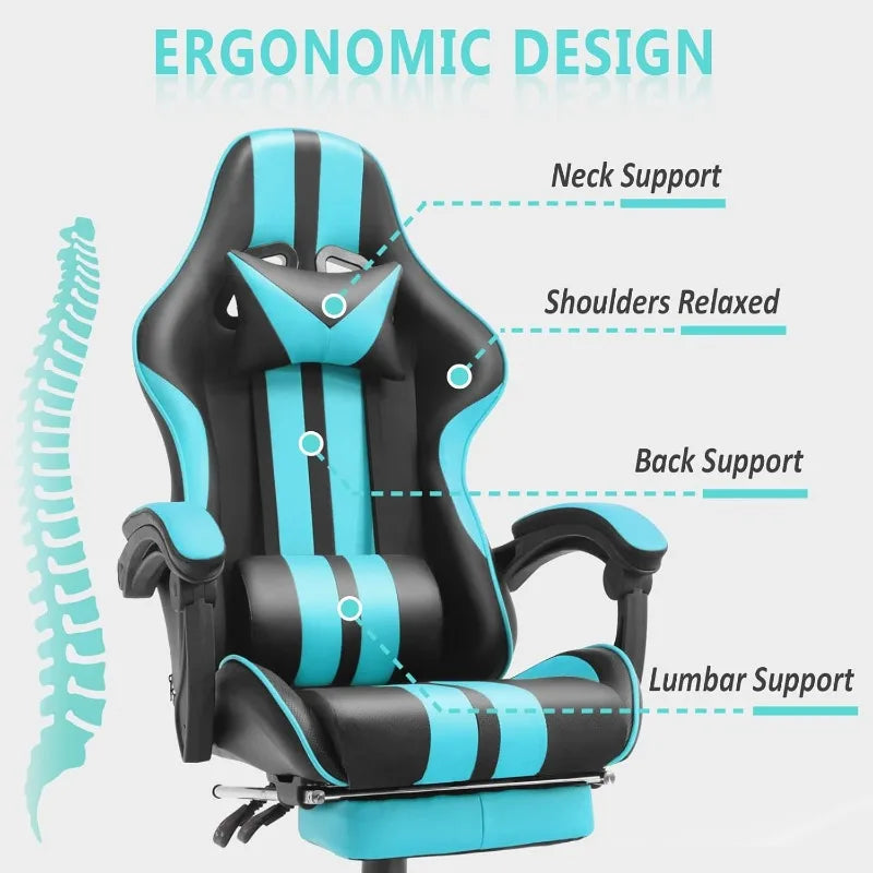 Ferghana Miami Blue Gaming Chair, Gamer Chair, PC Gaming Chair, Ergonomic Gaming Chair, Computer Gaming Chair,Blue