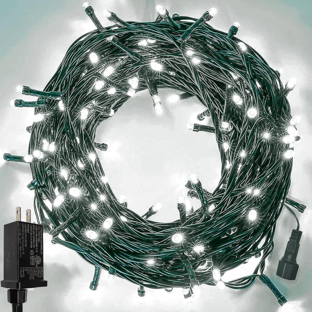 Upgraded 75.8 FT 200 LED Christmas String Lights Outdoor/Indoor, Timer & Memory Function & 8 Modes, Extendable Green Wire Waterproof Fairy String Lights for Xmas Tree Holiday Party Garden (Warm White)