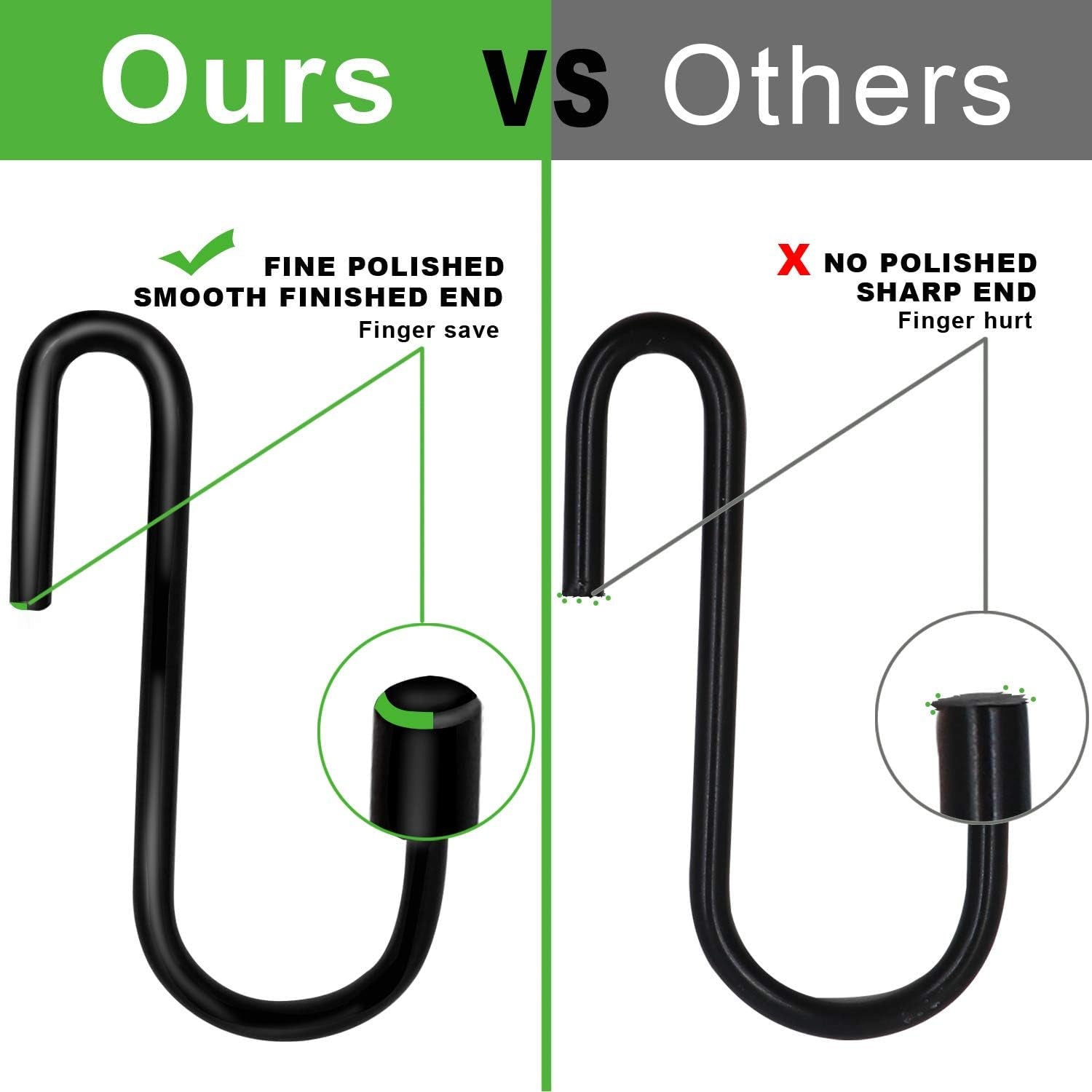 30 Pack 2.4 Inches S Hooks for Hanging on Wire Shelves, Black S Shaped Hanging Hooks Hangers Pan Holder Pot Wire Rack Hooks for Kitchenware Spoons Pans Pots Utensils Jeans Bags Towels Plants,