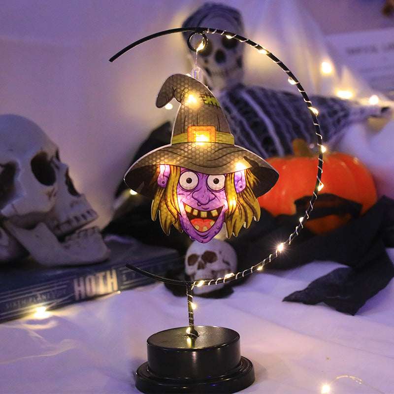 Led Halloween Wrought Iron Witch Modeling Lamp Atmosphere Decorative Lamp