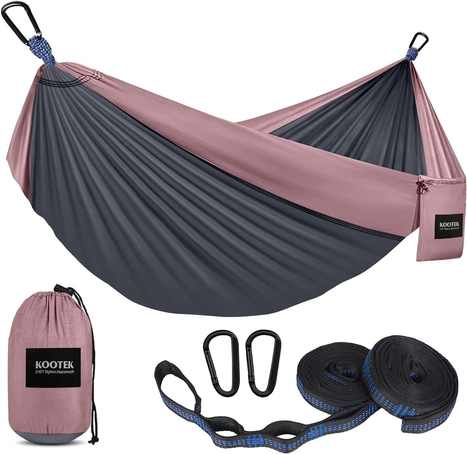 Camping Hammock, Portable Hammocks with Tree Straps & Attached Carry Bag, Camping Essentials Gear, Perfect for outside Indoor Hiking Beach Backpack Travel