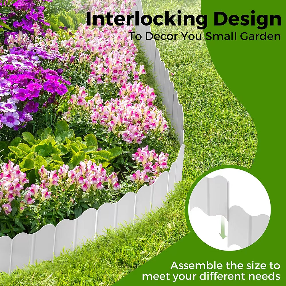 20Pcs Garden Edging Border, Garden Landscape Edging Borders, Plastic Garden Fence Edging, Interlocking Landscaping Edging