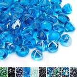 Fire Glass Diamonds for Fire Pit Fireplace Landscaping, 1/2 Inch Reflective Glass Fire-Diamonds, Caribbean Blue