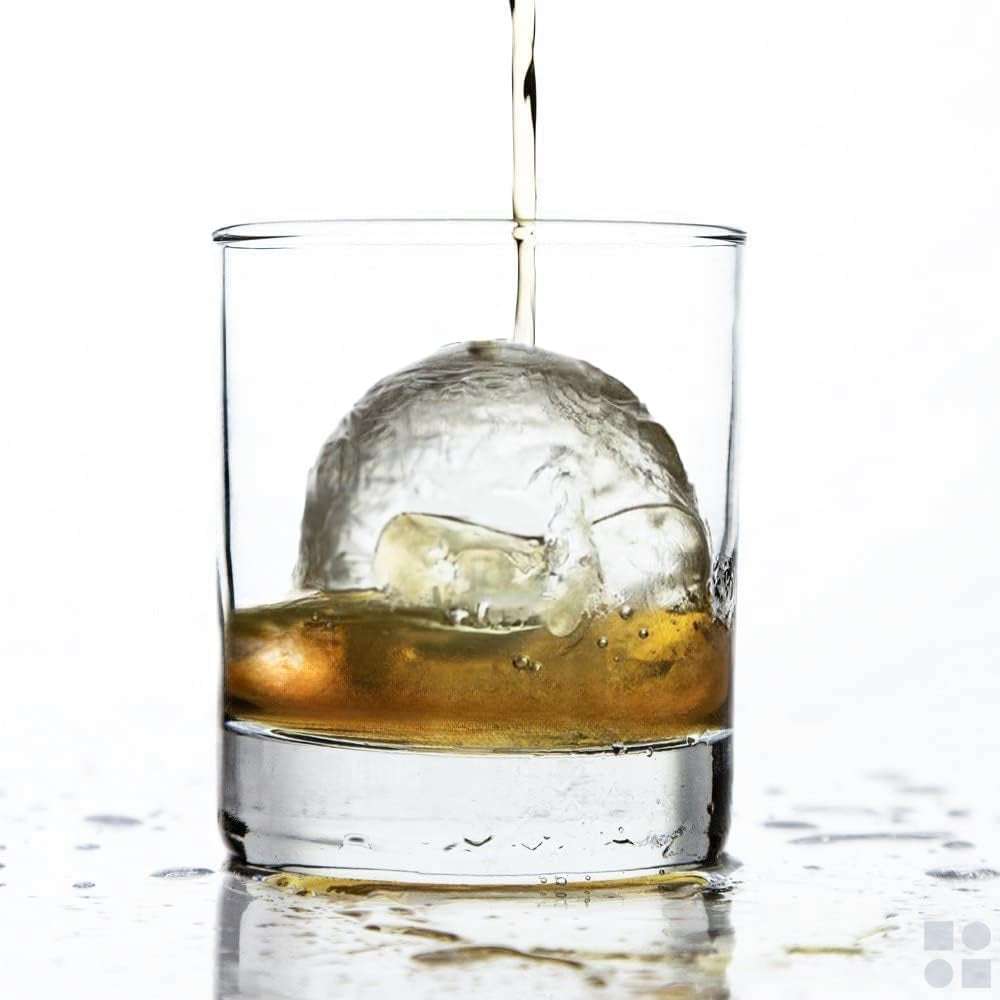 Ball Ice Cube Tray and Big Ice Cube Molds for Whiskey, Slow-Melting, 100% Silicone, No-Plastic, Easy Release, Ideal for Gifting and Elevating Cocktails