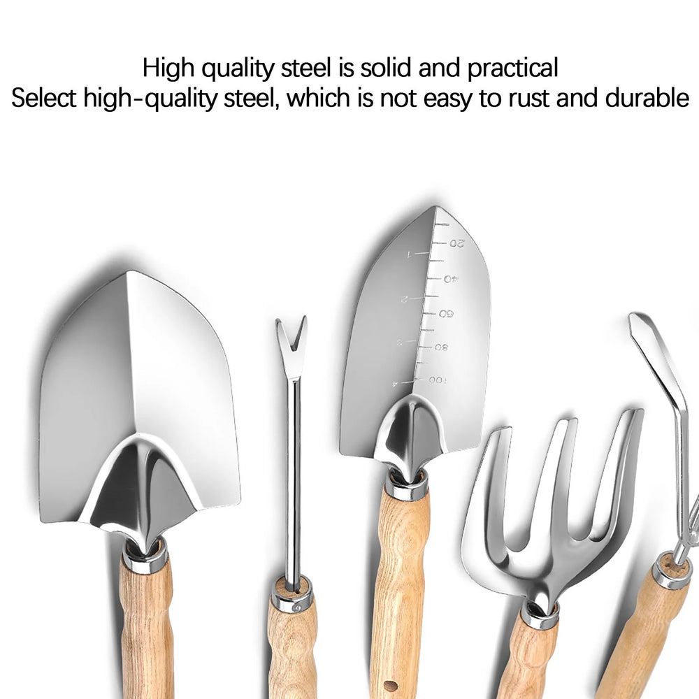 Home Gadgets Wooden Handle Stainless Steel Garden Planting Tools for Growing Vegetables Growing Flowers and Pulling Weeds Household Shovel Rake Tools on Sale and Clearance