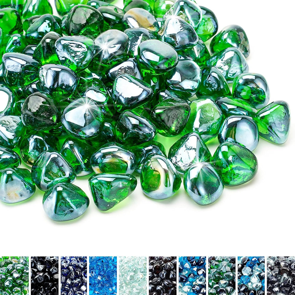 Fire Glass Diamonds for Fire Pit Fireplace Landscaping, 1/2 Inch Reflective Glass Fire-Diamonds, Caribbean Blue