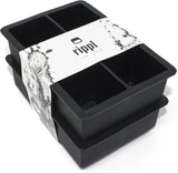 Ice Cube Tray - Silicone Ice Cube Tray - Ice Cube Tray with Large 6 Cavity Silicone Mold - Will Make Big Ice Cubes for Whiskey - Set of (2) in Black