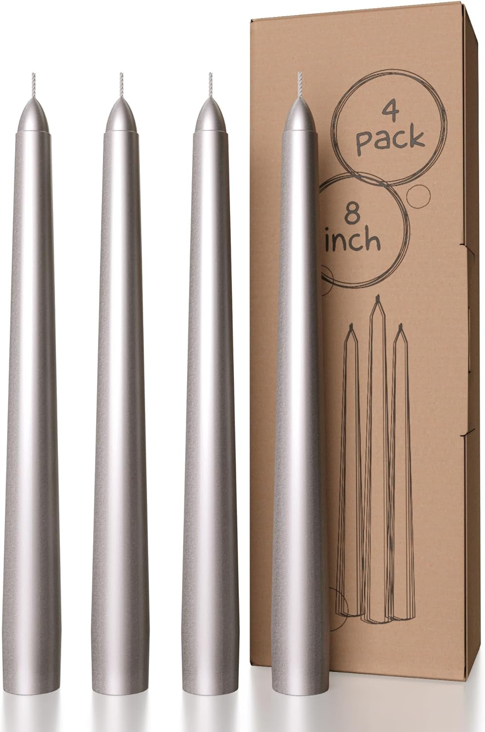 10 Inch Taper Candles - Set of 4 Dripless Unscented Candlesticks - Perfect for Dinner and Household Use - Light Blue