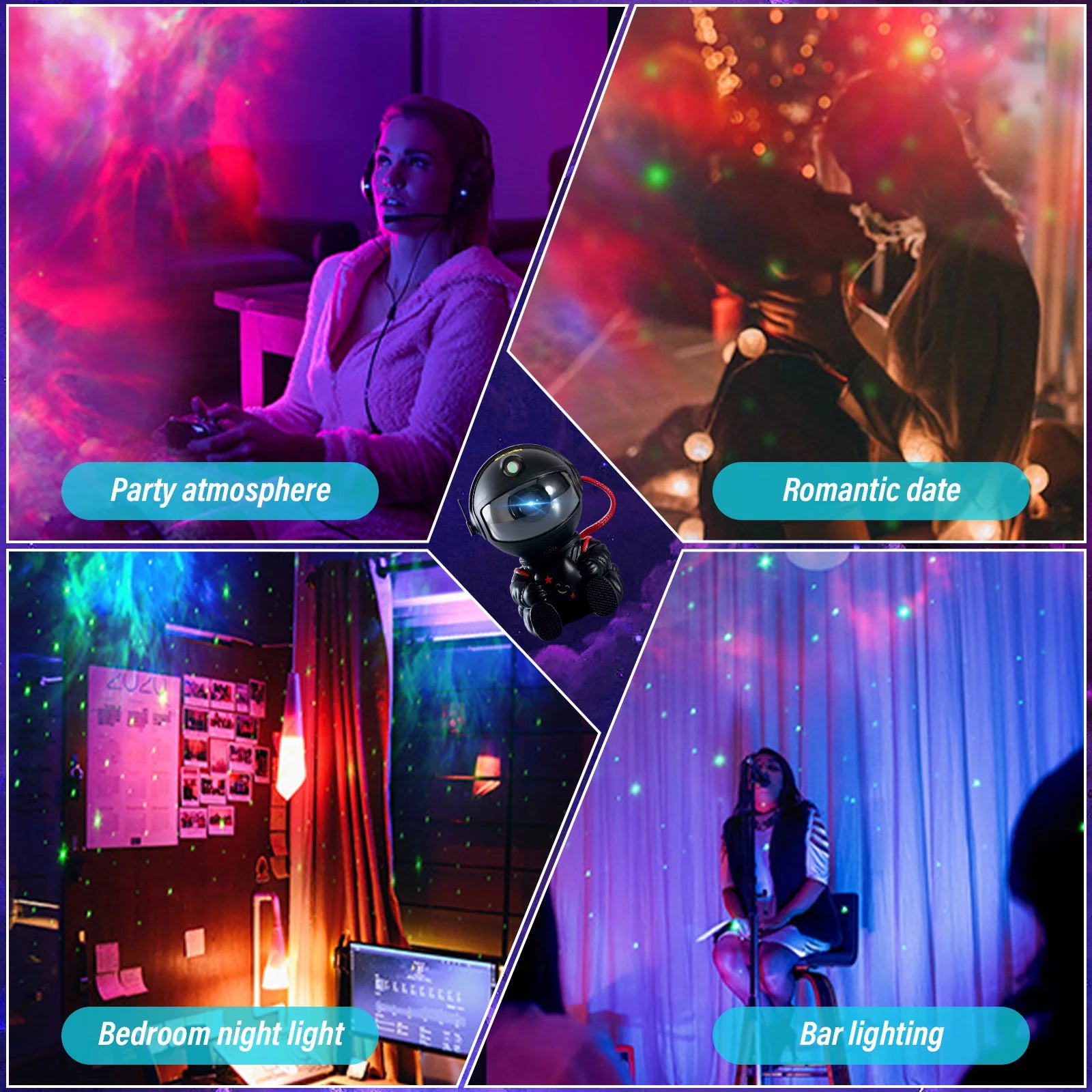 Astronaut Galaxy Projector, Starry Sky Nebula Projection Night Light with Remote Control and Timer, Suitable for Bedroom and Party Decoration