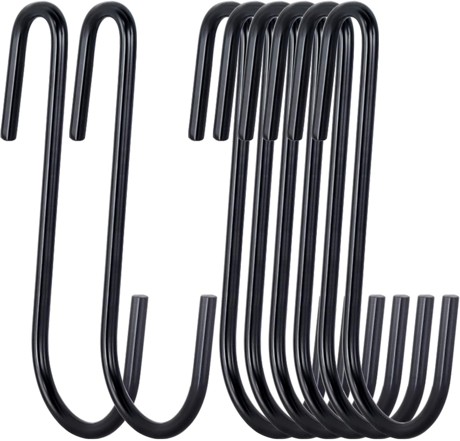 30 Pack 2.4 Inches S Hooks for Hanging on Wire Shelves, Black S Shaped Hanging Hooks Hangers Pan Holder Pot Wire Rack Hooks for Kitchenware Spoons Pans Pots Utensils Jeans Bags Towels Plants,