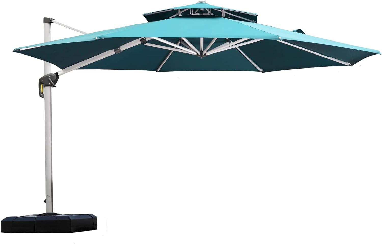 12 Feet Double Top round Deluxe Patio Umbrella Offset Hanging Umbrella Outdoor Market Umbrella Garden Umbrella, Black